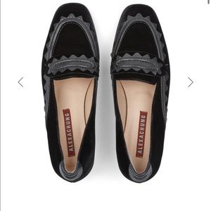 Alexa Chung black velvet loafer